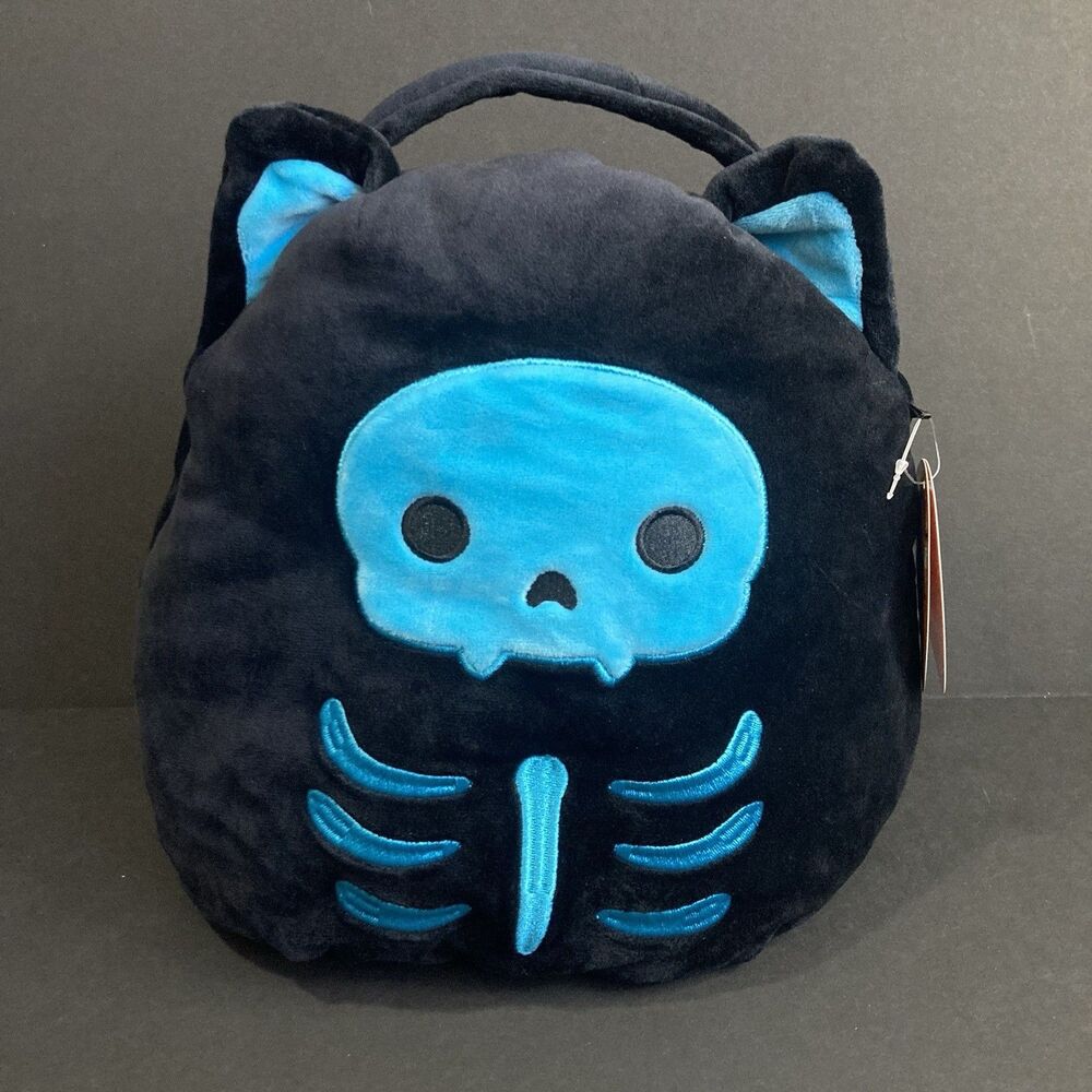 Squishmallow Stump Skeleton Cat Treat Candy Pail Blue NWT Halloween 2022